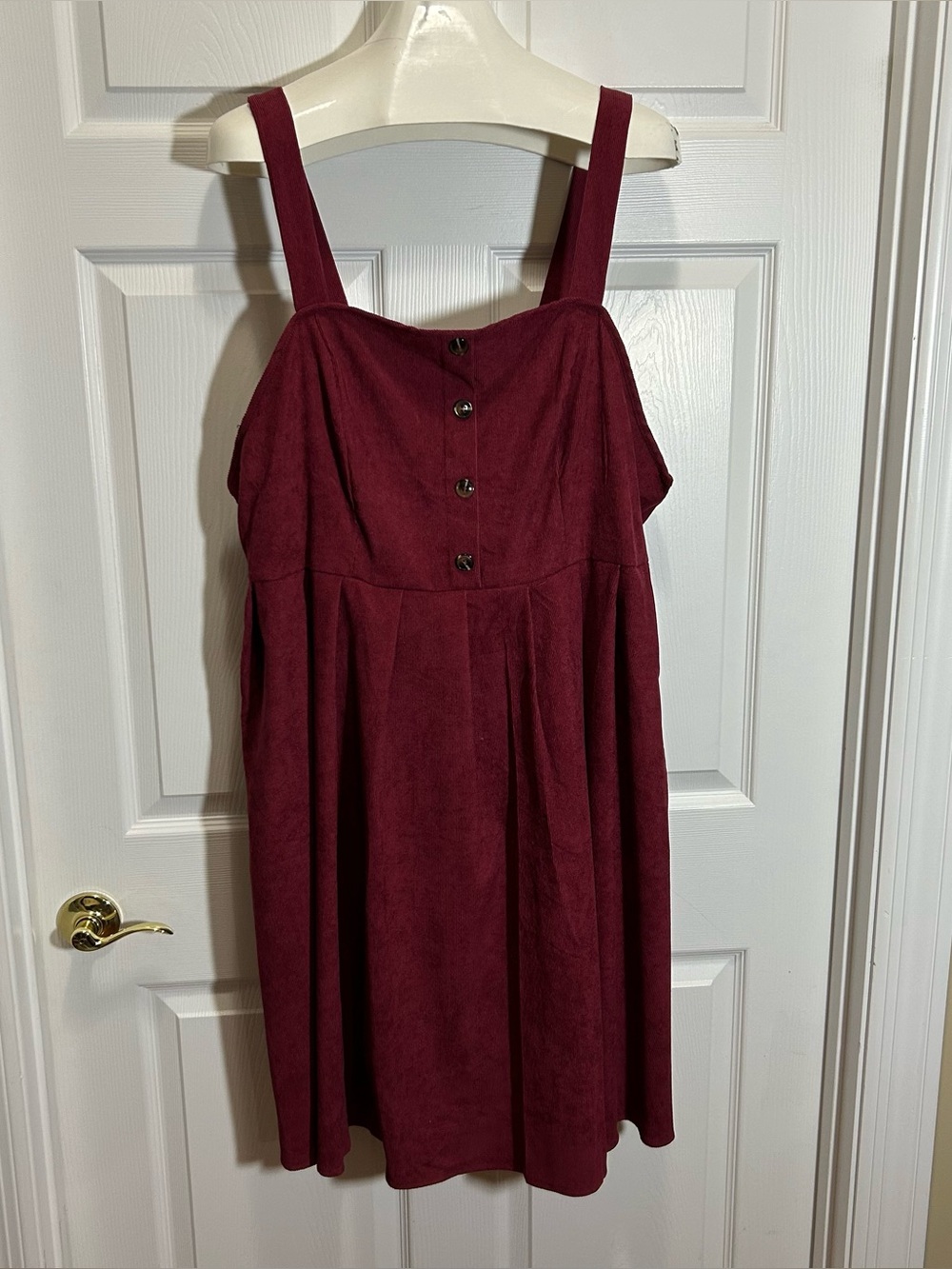 Women's Burgundy Corduroy Midi Dress